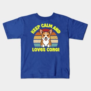 Corgi Keep Calm And Loves Vintage Kids T-Shirt